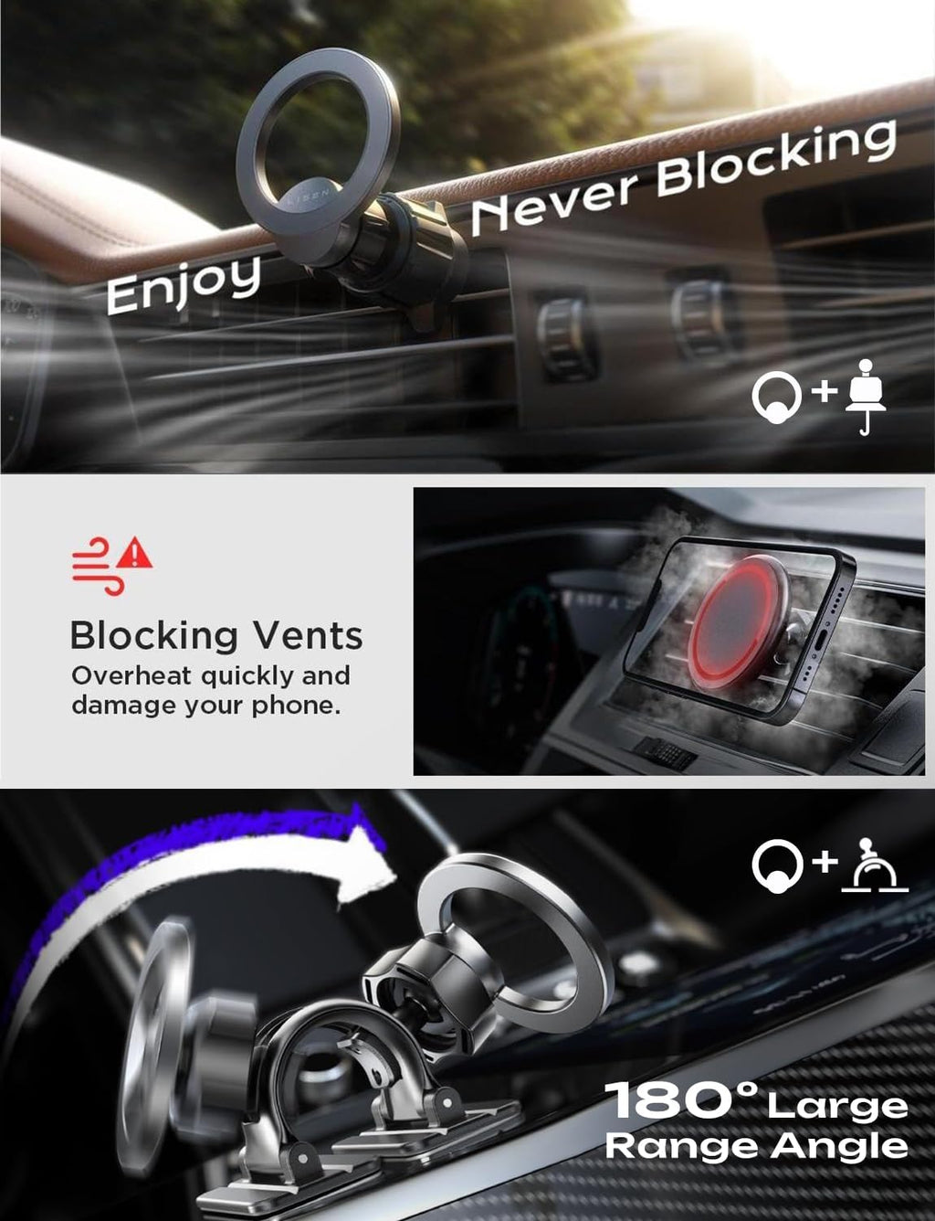 for Magsafe Car Mount, [Upgrade 2026 Ultra Magnets] Magnetic Phone Holder for Your Car Cell Phone Holder Mount for Air Vent Car Accessories for Men Women GPS Holder Fit Iphone 17 16 15 14 13 12