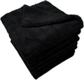 Plush Edgeless Microfiber Towel for Car, Soft Drying Wash Detailing Buffing Polishing Towel, 500 GSM 6PACK 16 X 16Inches (Black, 6Pack)