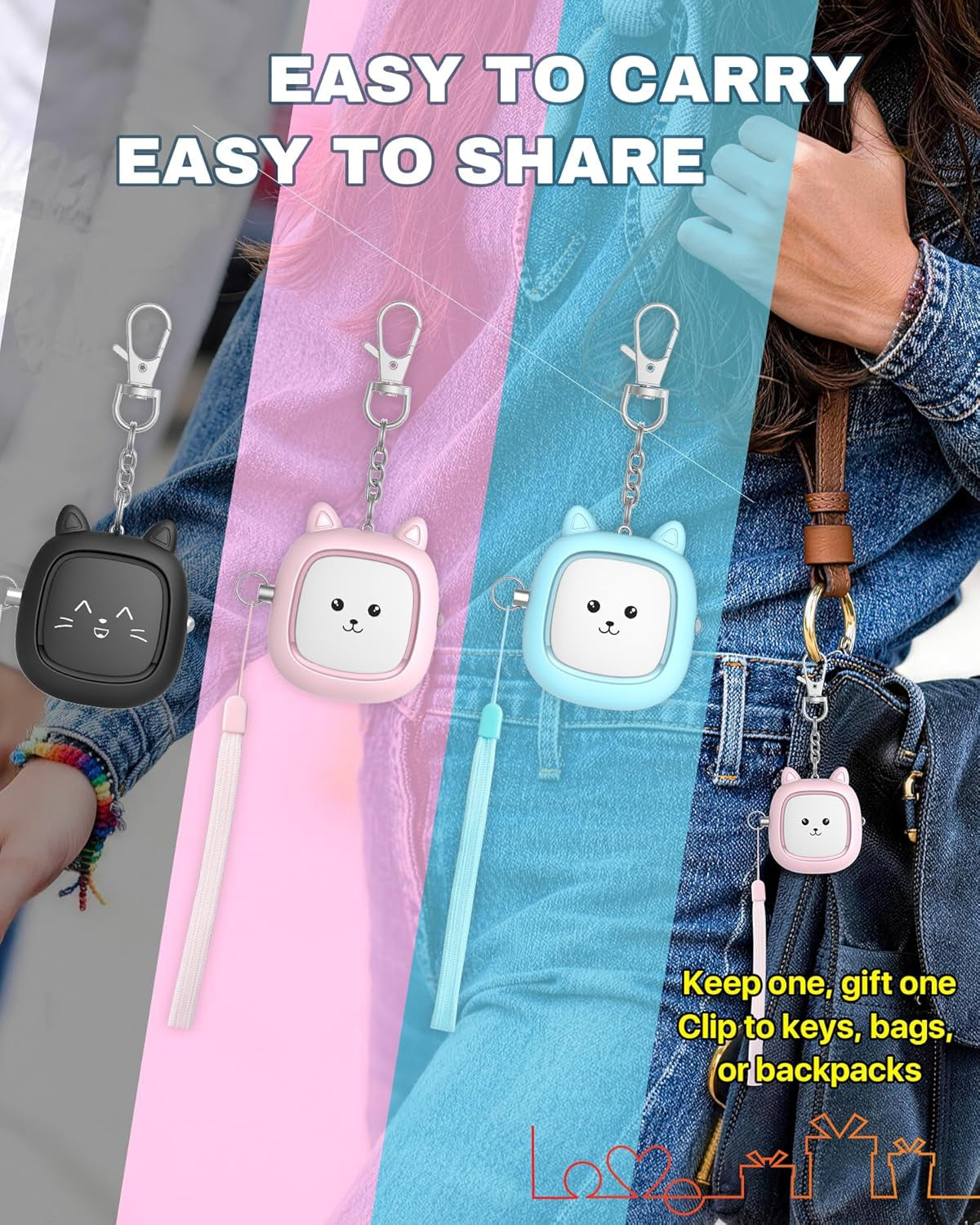 Personal Safety Alarm –  Loud Siren with LED Light, Easy Pull-Pin Keychain for Women & Seniors, Portable Everyday Use (3 Pack)