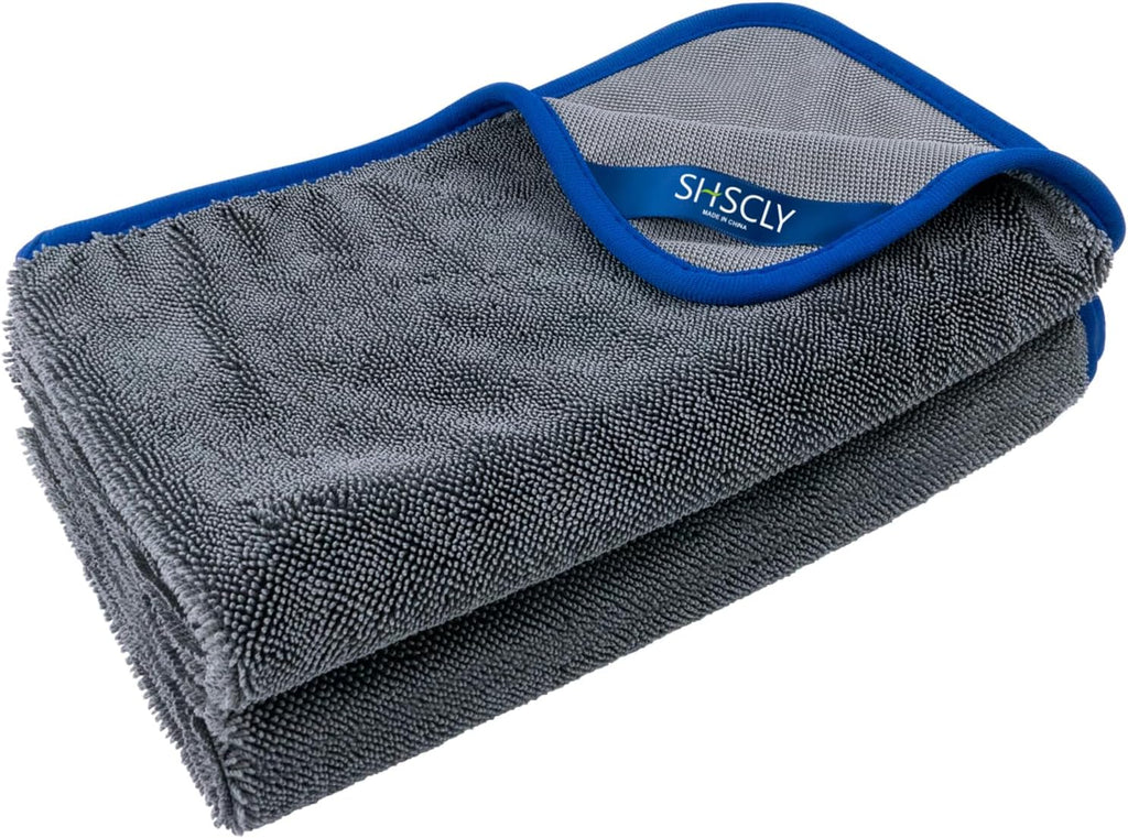 Microfiber Car Drying Towel Super Absorbent Twist Pile Car Towels Rapid Drying Large Cleaning Lint-Free Detailing Cloth Gray 24 X 20 Inches Pack of 2