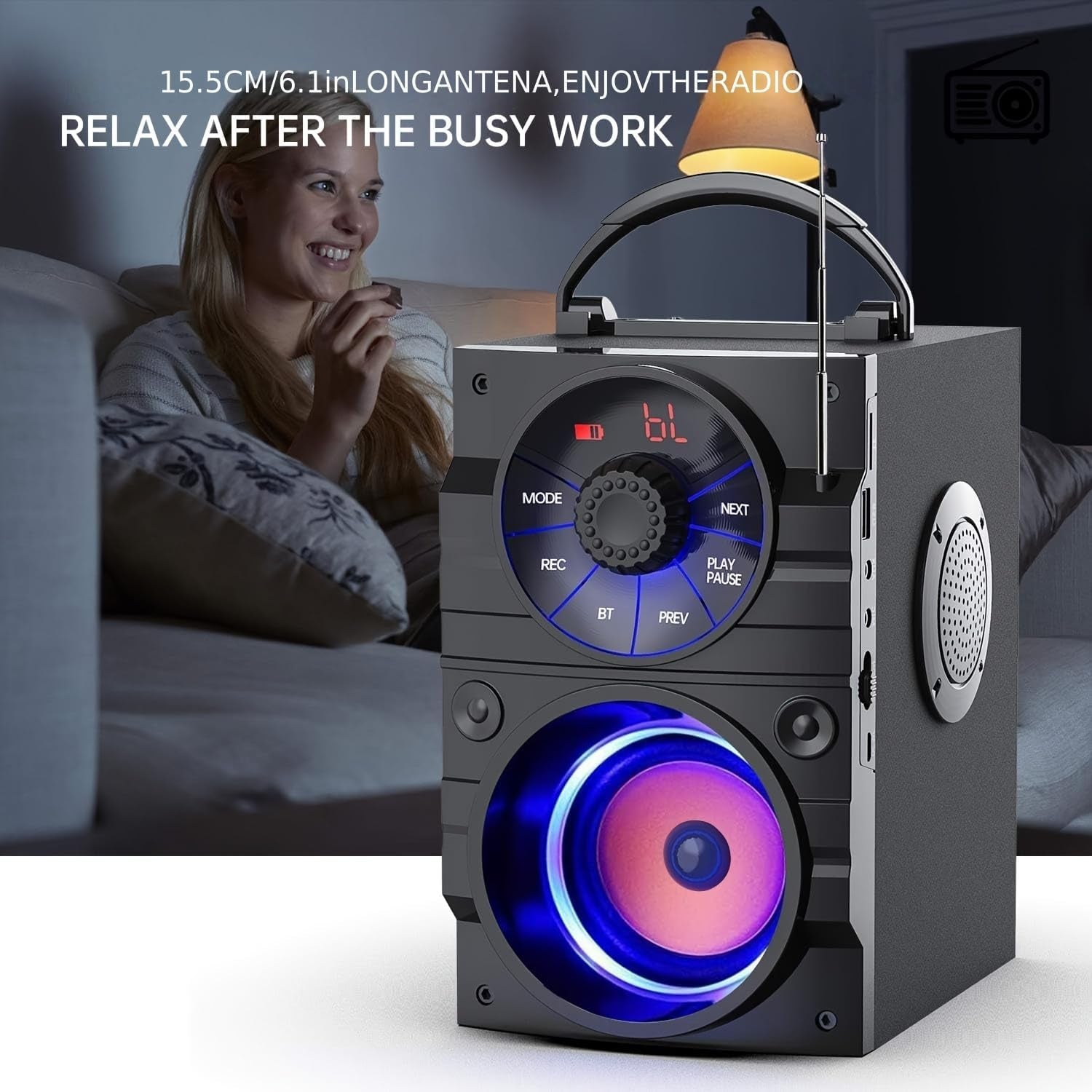 Portable Bluetooth Speaker, Bluetooth 5.3, Outdoor/Indoor Speaker Set,Dual Speakers, Subwoofer, Home Sound Package, with Dual Wireless Microphones,Remote Control,For Home, Camping, Travel
