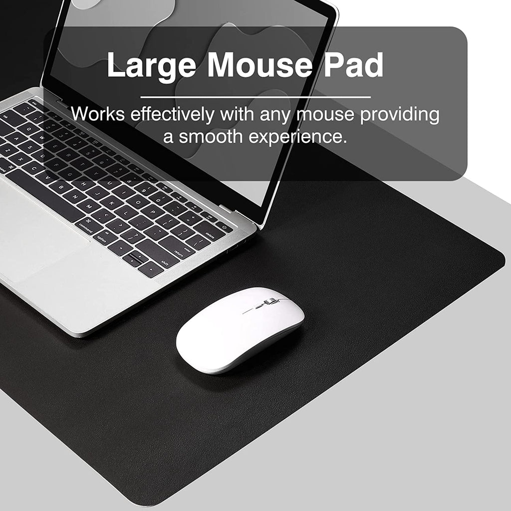 Dual Sided Desk Pad, Large Desk Mat, Waterproof Desk Blotter Protector Mouse Pad, Leather Desk Pad Large for Keyboard and Mouse (24" X 14", Black)