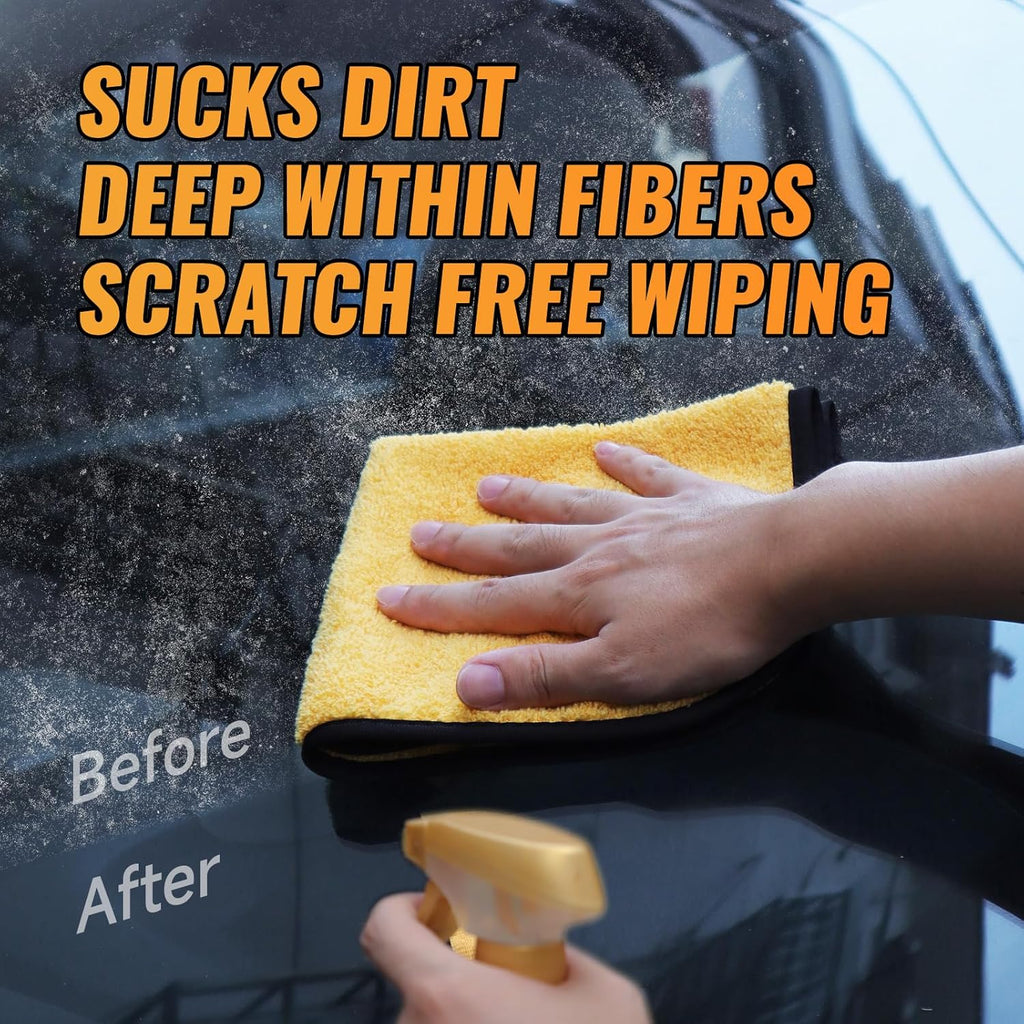 3 Pack Microfiber Towels for Cars,16Inch*14Inch-420Gsm Premium Microfiber Cleaning Cloth Car Drying Towel,Safe for Car Wash Scratch Free Strong Water Absorption