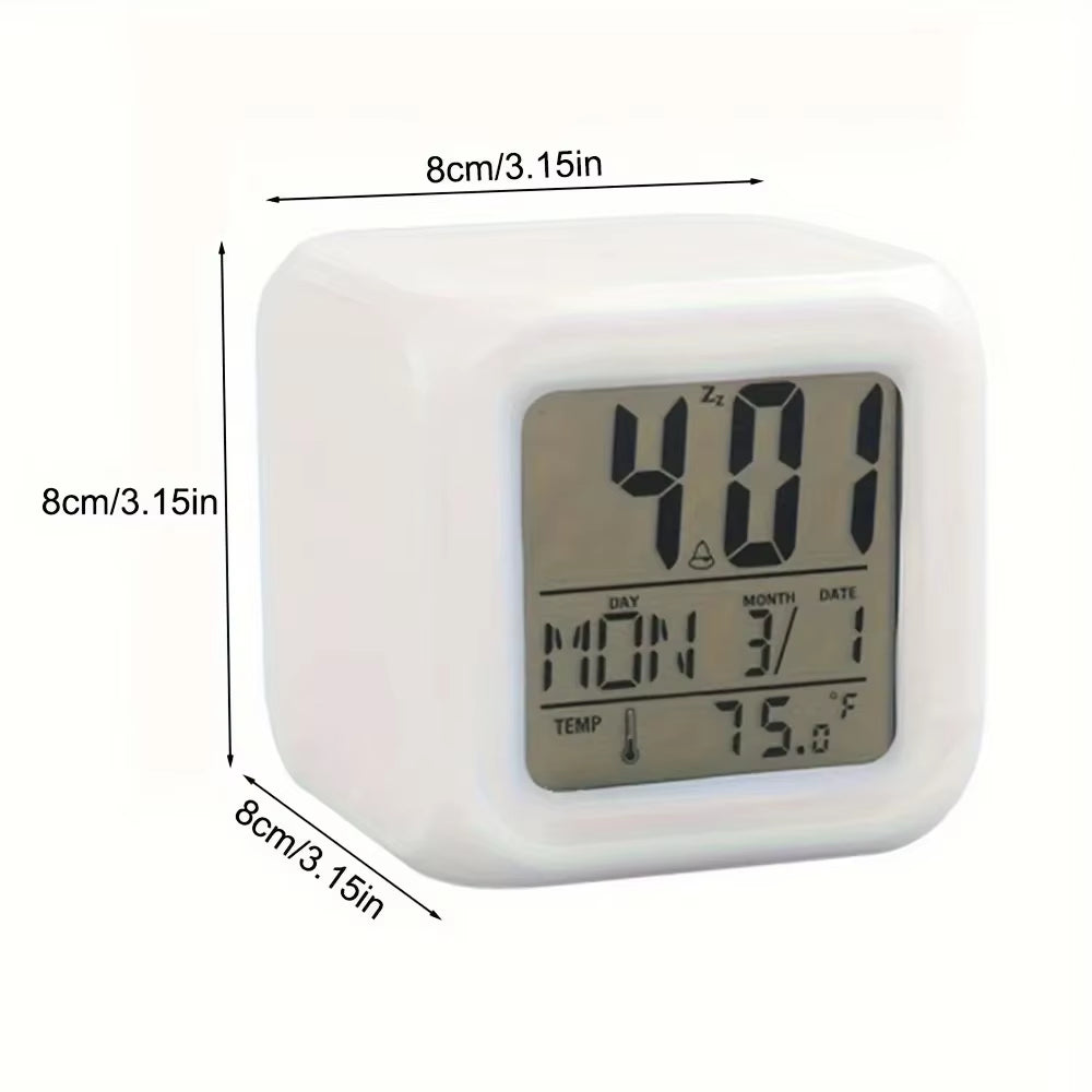 1Pc Lovely Colorful Change Alarm Clock, Cube Alarm Clock, Creative Home Alarm Clock, Luminous Small Alarm Clock