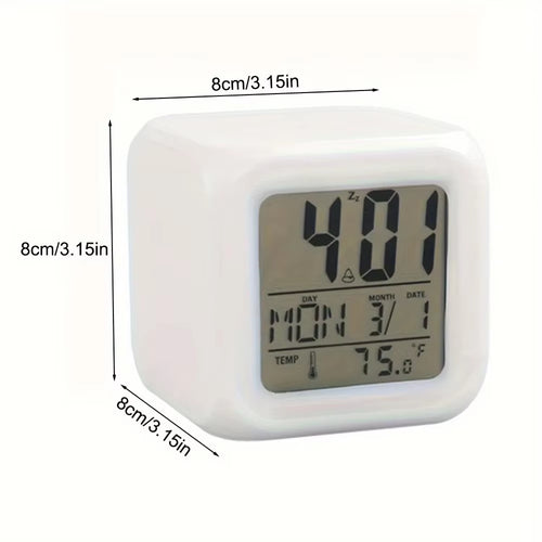 1Pc Lovely Colorful Change Alarm Clock, Cube Alarm Clock, Creative Home Alarm Clock, Luminous Small Alarm Clock