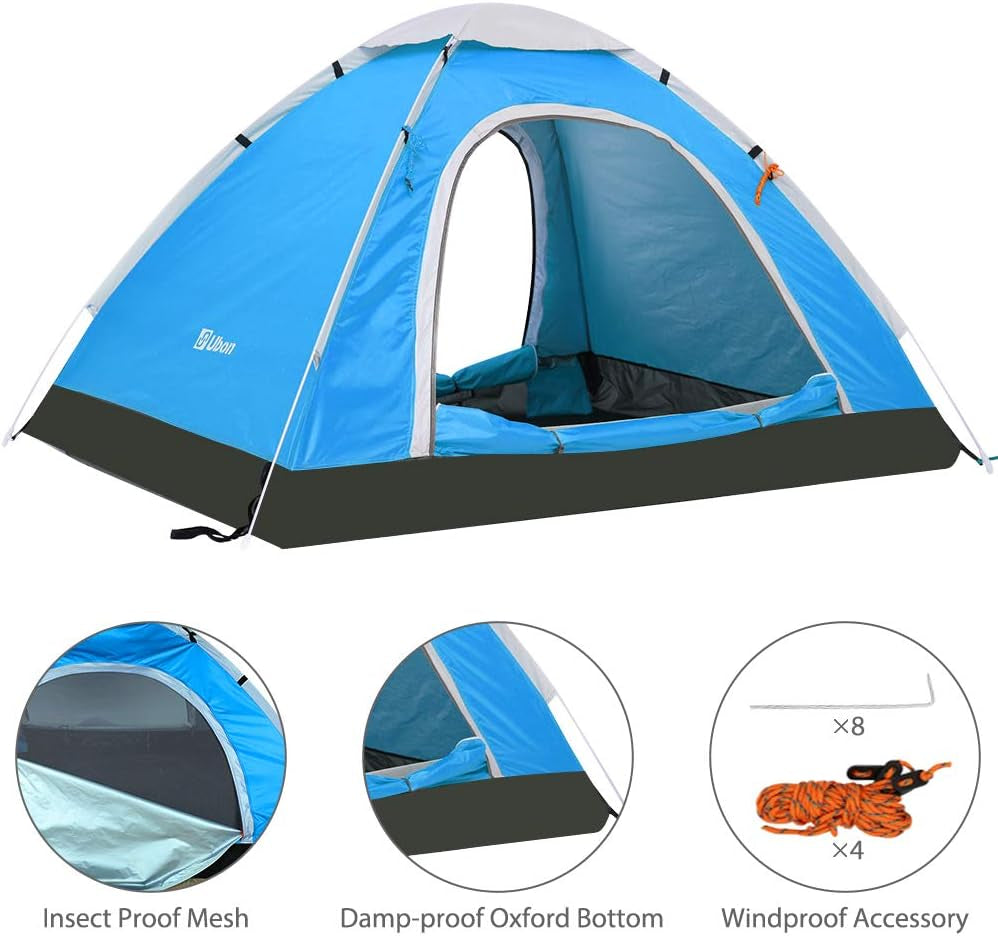 2/3 Person Lightweight Instant Pop up Indoor Outdoor Backyard Tent for Camping Backpacking