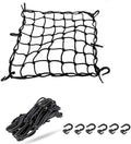 Black 15"X15" Motorcycle Cargo Net Featuring 6 Adjustable Hooks & Tight 2''X2'' Mesh Stretch up to 30'' X 30'' for Cargo Helmet Net