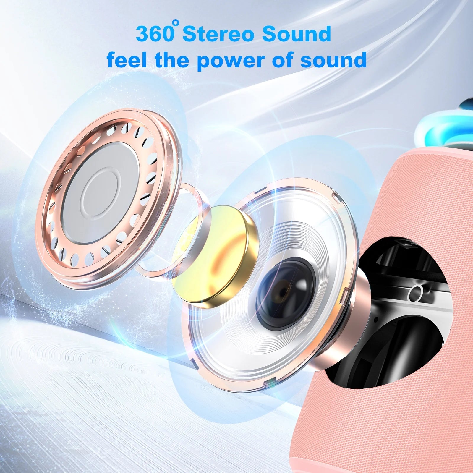 Portable Bluetooth Speaker, IPX7 Waterproof Wireless Speaker, Stocking Stuffers, Bluetooth 5.0, TWS Mini Speaker for Home/Party/Outdoor/Travel/Gifts, Pink