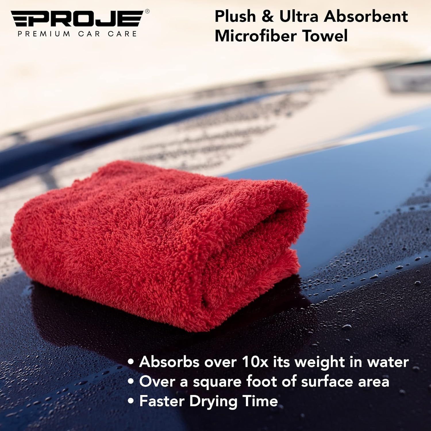 Red Microfiber Towel for Car - Ultra Absorbent - Car Drying, Polishing, Buffing Cloth & Interior Detailing Towel - 500 GSM 16X16In - Auto Detailing Supplies - Pack of 3