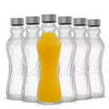 Spring 16 Oz. Clear Glass Fluted Water Bottles with Stainless Steel Cap (Set of 6)