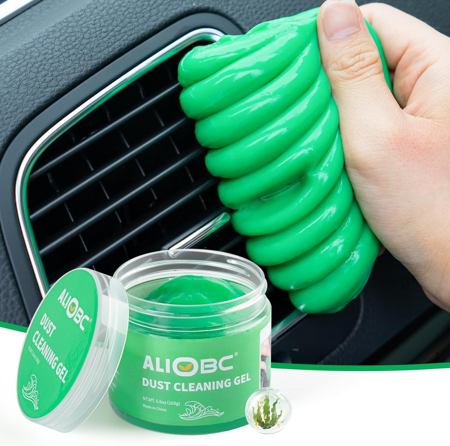 Car Cleaning Gel, Keyboard Cleaner Cleaning Putty for Car Interior Car Slime Cleaner Dust Cleaning Gel Car Putty for Cleaning Car Gel Cleaner Green NT.WT.: 5.6 Oz (160 G)