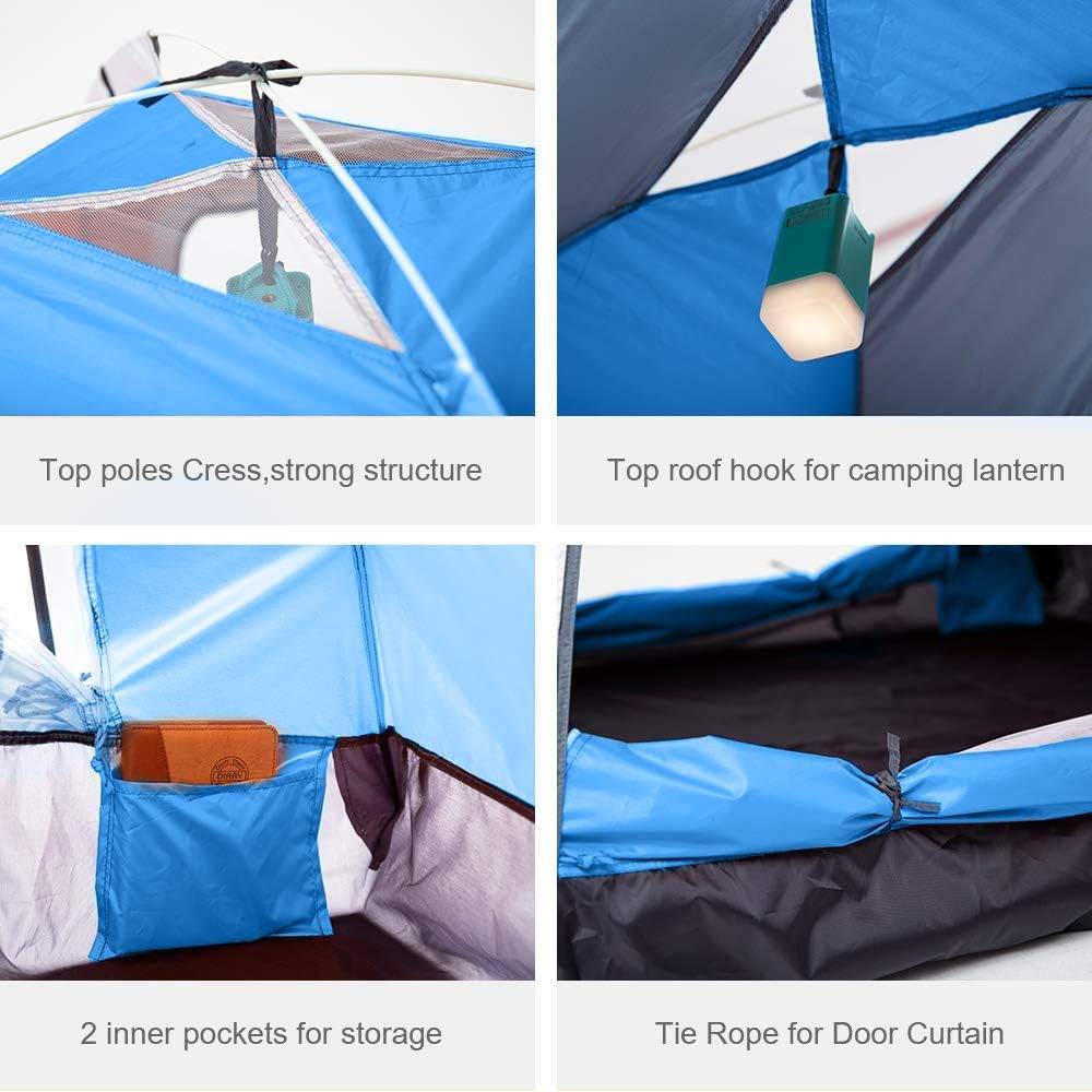 2/3 Person Lightweight Instant Pop up Indoor Outdoor Backyard Tent for Camping Backpacking