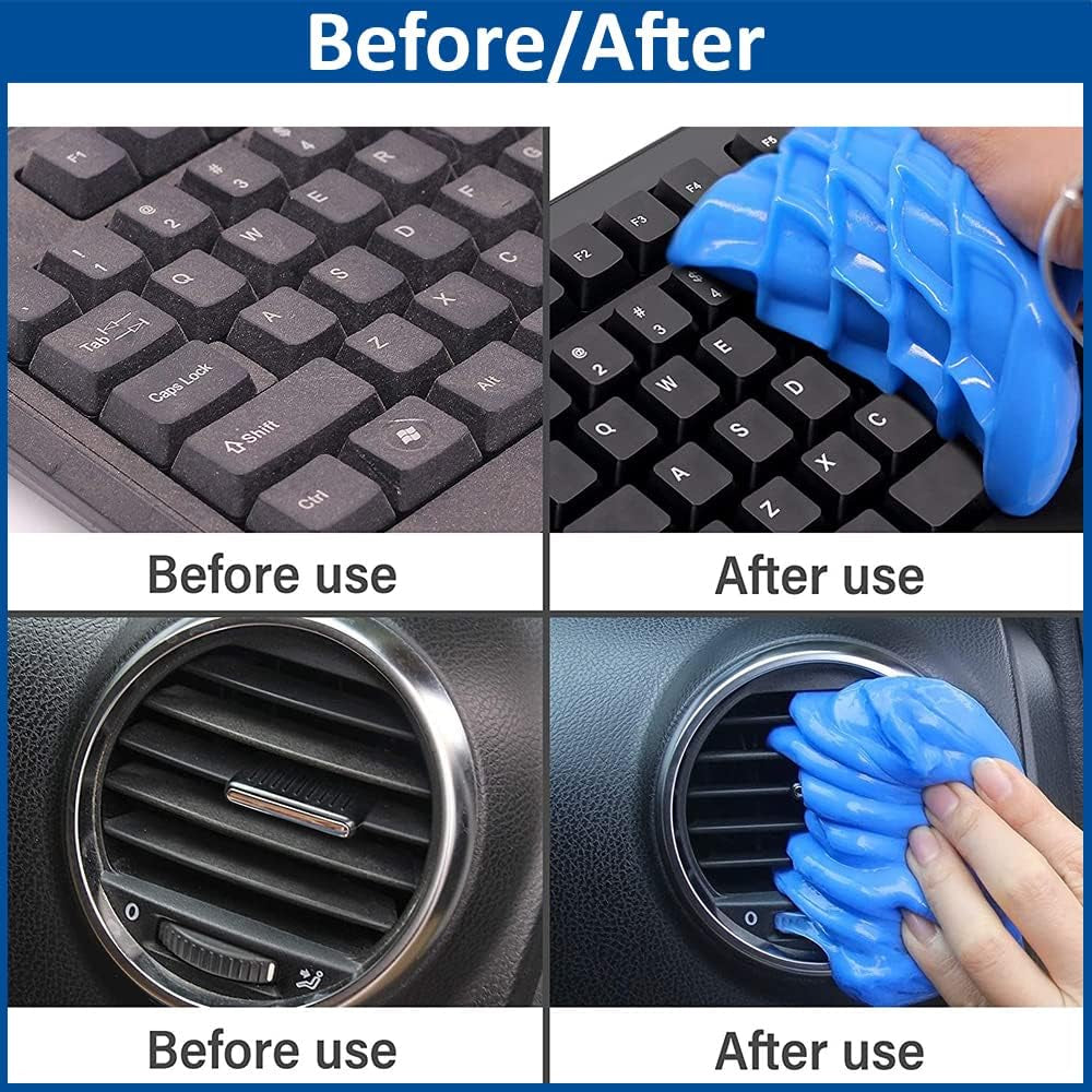 3.5 Oz/100 Gm Blue Multipurpose Scented Reusable Automotive Car Interior Dust Cleaner Cleaning Gel Putty Slime Goop Detailing Kit Supplies for Car Accessories Laptop Keyboard Cleaner Cleaning Gel