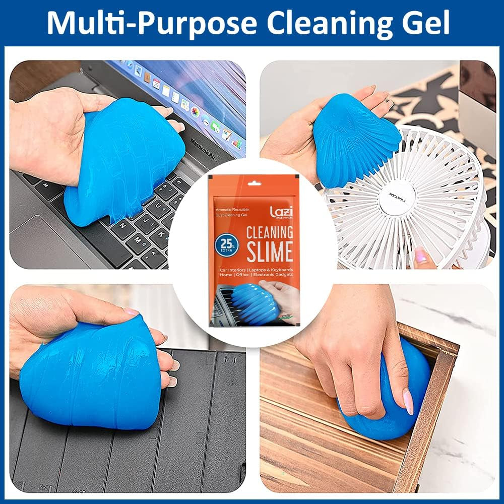 3.5 Oz/100 Gm Blue Multipurpose Scented Reusable Automotive Car Interior Dust Cleaner Cleaning Gel Putty Slime Goop Detailing Kit Supplies for Car Accessories Laptop Keyboard Cleaner Cleaning Gel