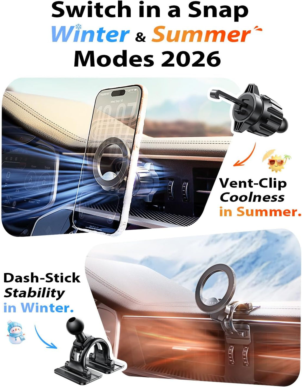 for Magsafe Car Mount, [Upgrade 2026 Ultra Magnets] Magnetic Phone Holder for Your Car Cell Phone Holder Mount for Air Vent Car Accessories for Men Women GPS Holder Fit Iphone 17 16 15 14 13 12