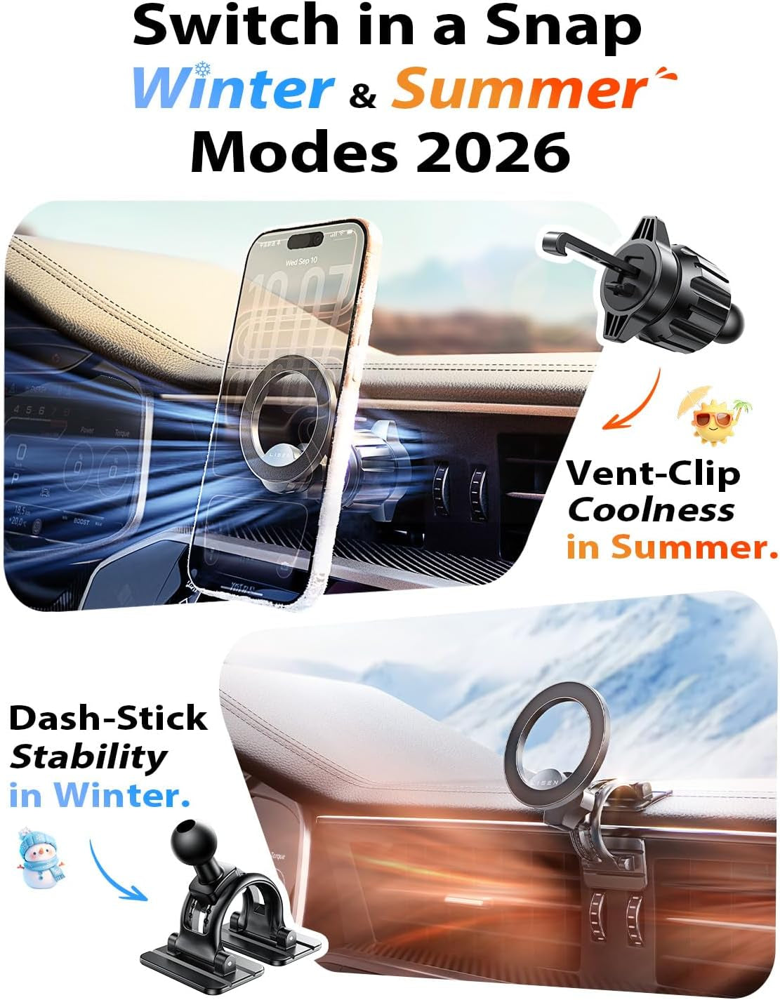 for Magsafe Car Mount, [Upgrade 2026 Ultra Magnets] Magnetic Phone Holder for Your Car Cell Phone Holder Mount for Air Vent Car Accessories for Men Women GPS Holder Fit Iphone 17 16 15 14 13 12