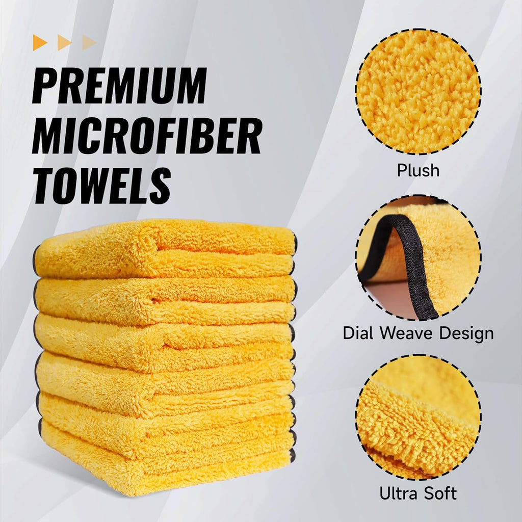 3 Pack Microfiber Towels for Cars,16Inch*14Inch-420Gsm Premium Microfiber Cleaning Cloth Car Drying Towel,Safe for Car Wash Scratch Free Strong Water Absorption