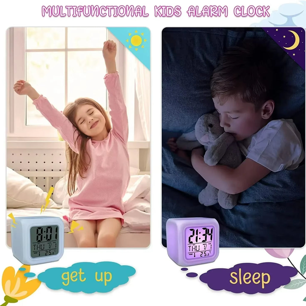 1Pc Lovely Colorful Change Alarm Clock, Cube Alarm Clock, Creative Home Alarm Clock, Luminous Small Alarm Clock