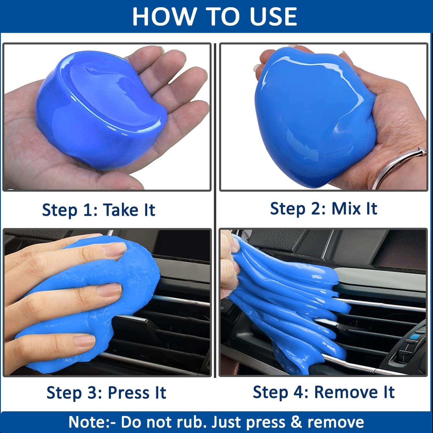 3.5 Oz/100 Gm Blue Multipurpose Scented Reusable Automotive Car Interior Dust Cleaner Cleaning Gel Putty Slime Goop Detailing Kit Supplies for Car Accessories Laptop Keyboard Cleaner Cleaning Gel