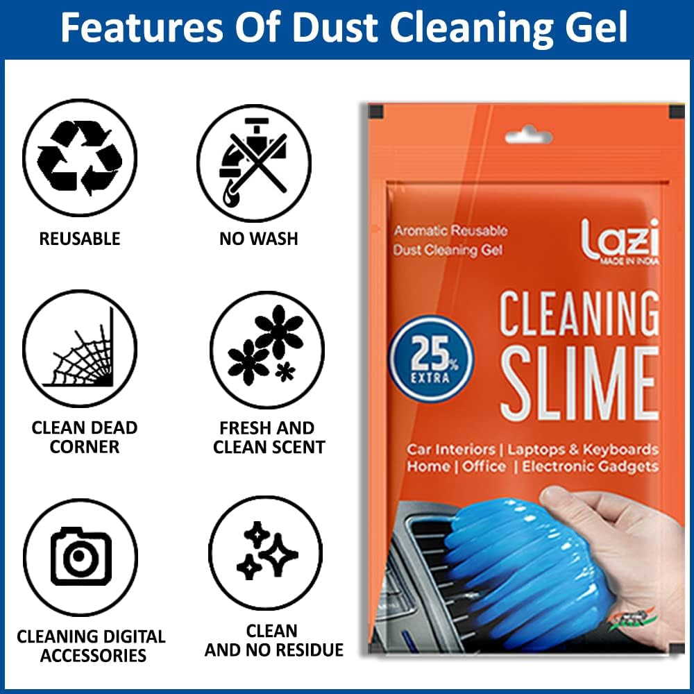 3.5 Oz/100 Gm Blue Multipurpose Scented Reusable Automotive Car Interior Dust Cleaner Cleaning Gel Putty Slime Goop Detailing Kit Supplies for Car Accessories Laptop Keyboard Cleaner Cleaning Gel