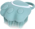 Pet Grooming Brush, Silicone Rubber Dog Bath Brush Comb, Soft Silicone Puppy Massage Brush Hair Fur Grooming Cleaning Brush with Shampoo Dispenser, Blue