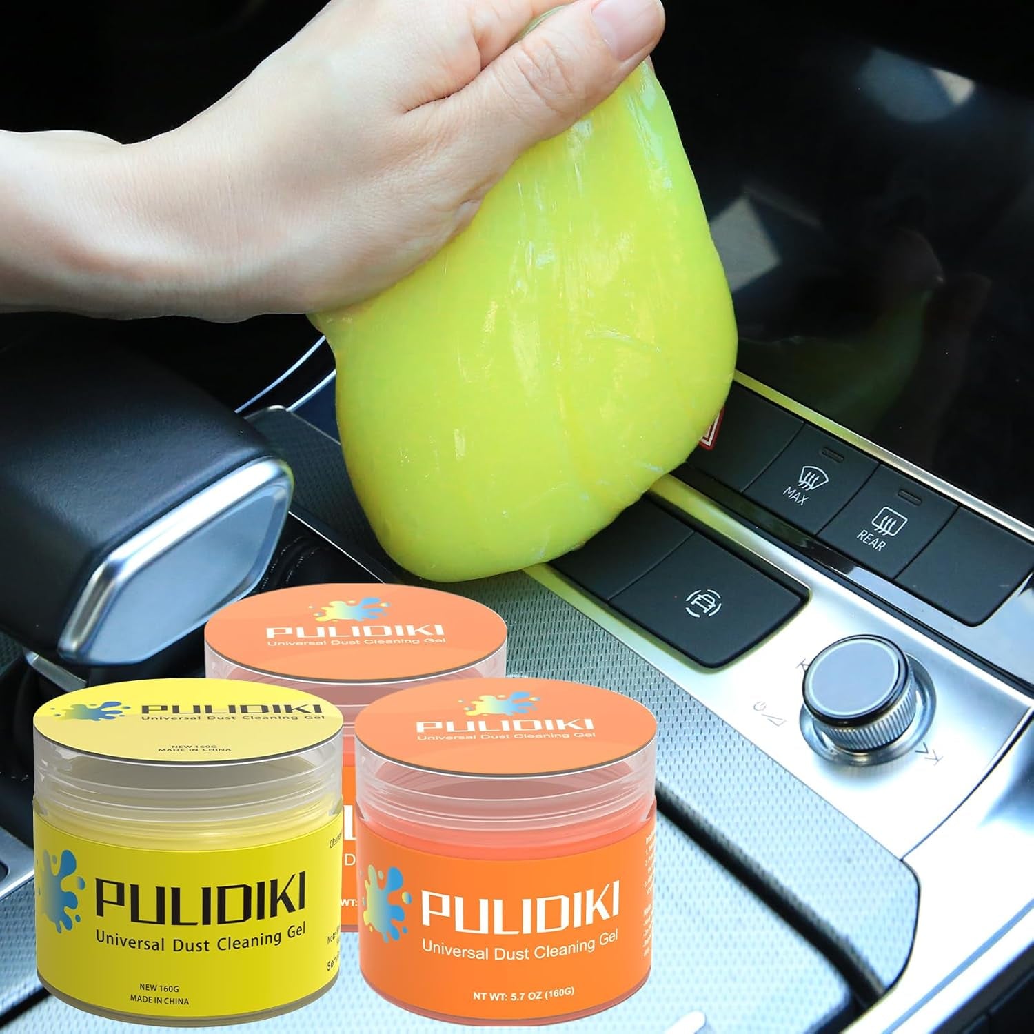 Car Cleaning Gel Yellow and Car Cleaning Putty Orange 2Pack Bundle