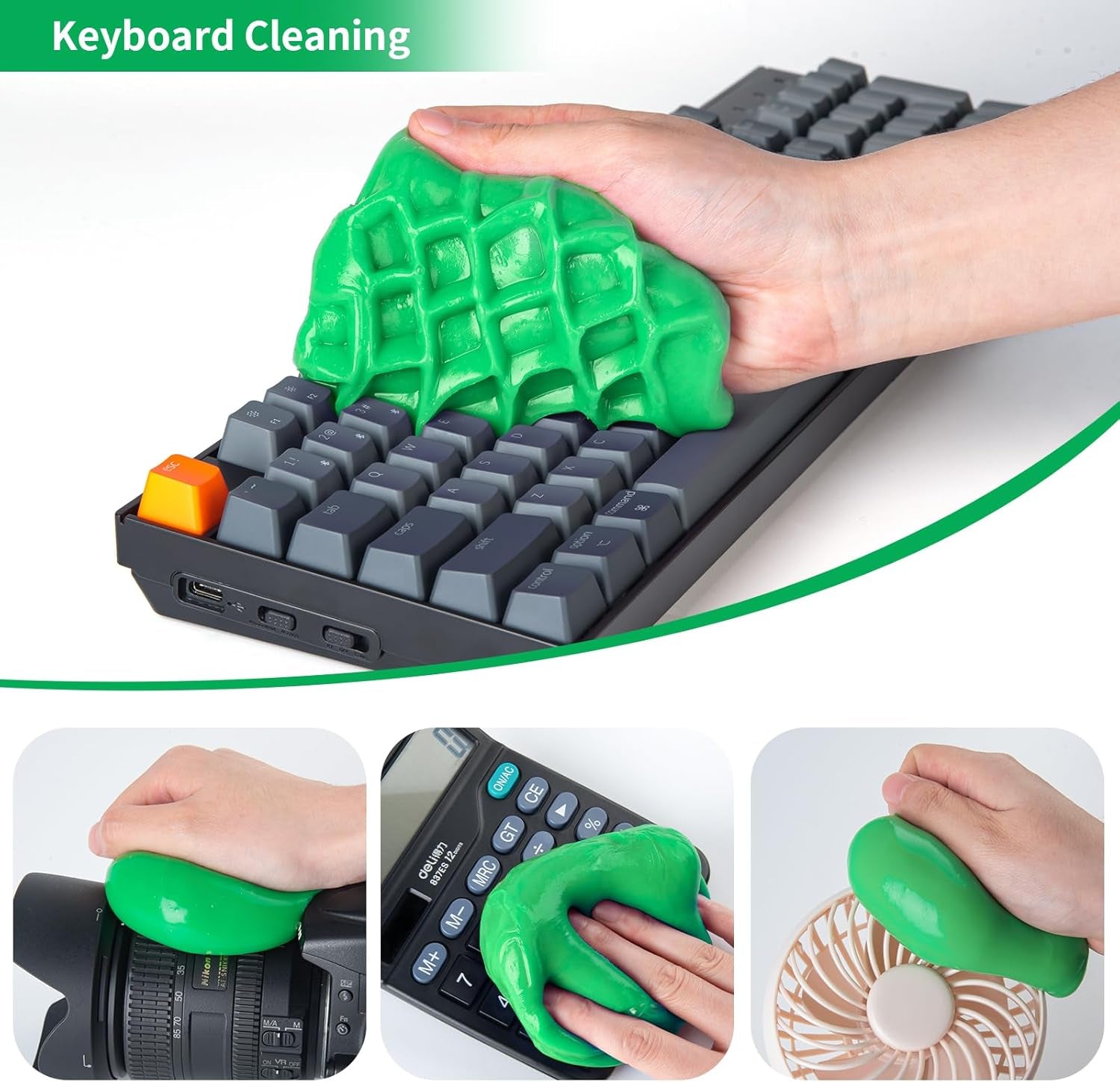 Car Cleaning Gel, Keyboard Cleaner Cleaning Putty for Car Interior Car Slime Cleaner Dust Cleaning Gel Car Putty for Cleaning Car Gel Cleaner Green NT.WT.: 5.6 Oz (160 G)