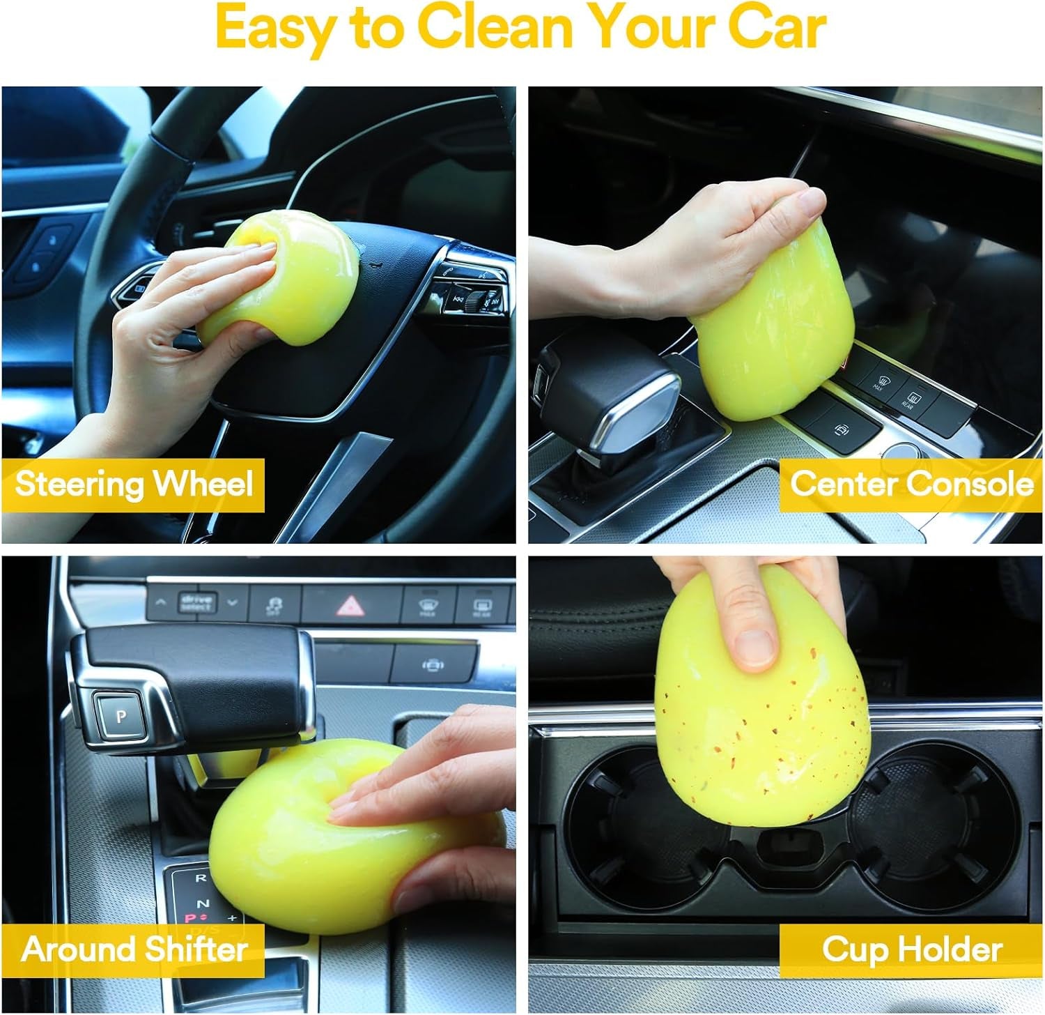 Car Cleaning Gel Yellow and Car Cleaning Putty Orange 2Pack Bundle