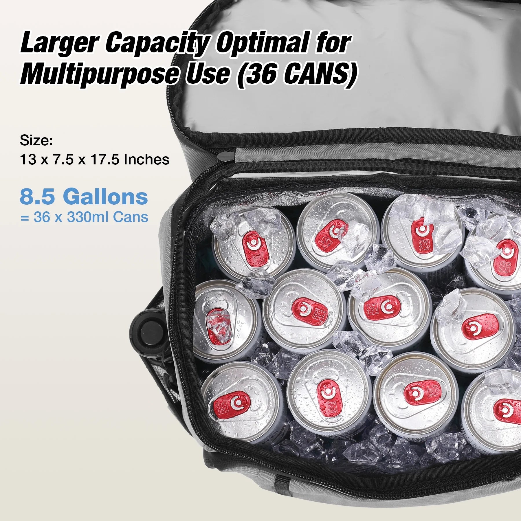 Backpack Cooler & Insulated Bag 2 in 1, 36 Cans W/ Insulating Cover, Upgraded Leakproof Soft Cooler Backpack 2 Compartment for Camping Hiking Picnic Beach