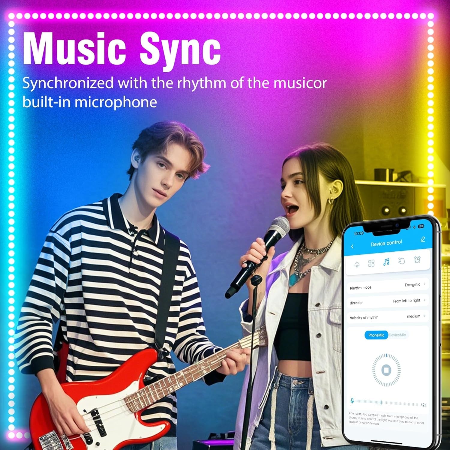 100Ft Led Strip Lights for Bedroom, Color Changing Led Light Strips Kit with 24 Keys IR Remote and Smart App Control, RGB Music Sync Lighting for Room, Home Decor